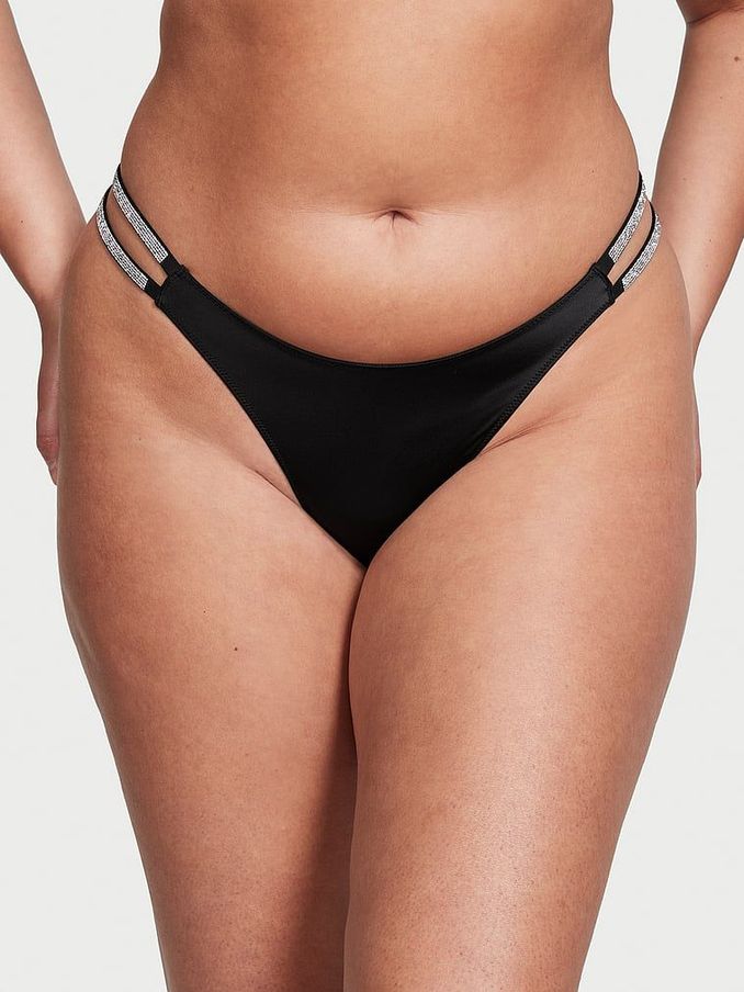 Black Smooth Double Brazilian Shine Strap Knickers (P28715) | €11
