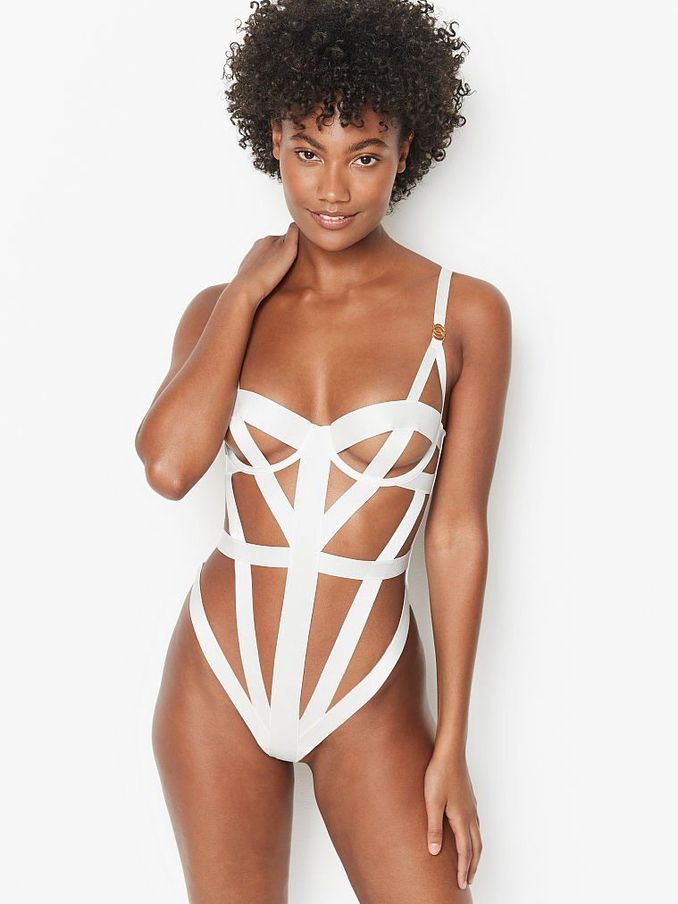 Coconut White Bondage Teddy (P37671) | €34