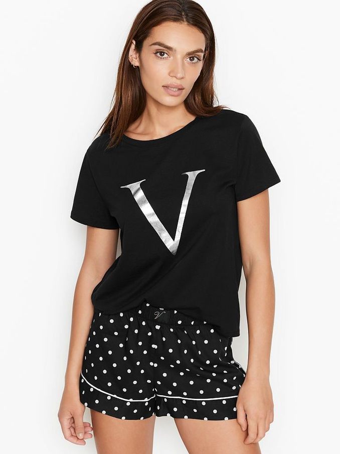 Black/White Iconic Dots Cotton Pyjama Short T-Shirtjama (P38423) | €11