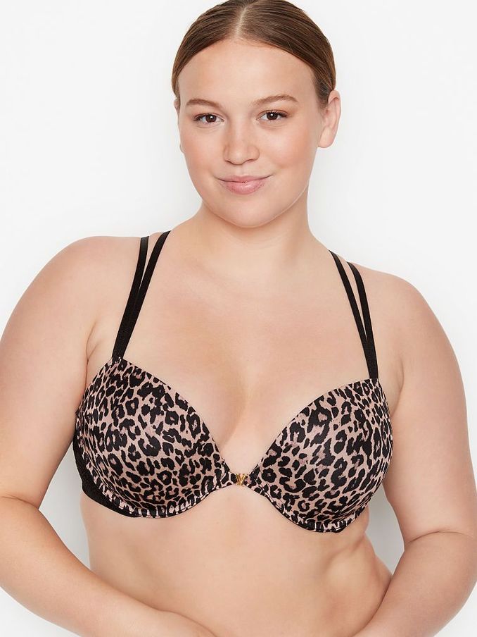 Sweet Nougat Leopard Laceback Frontclose Push Up Bra (P48483) | €22