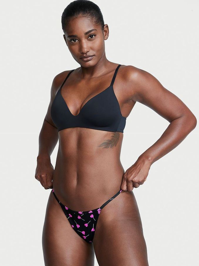 Black Sucker Punch Stretch Cotton G String Knickers (P54935) | €4