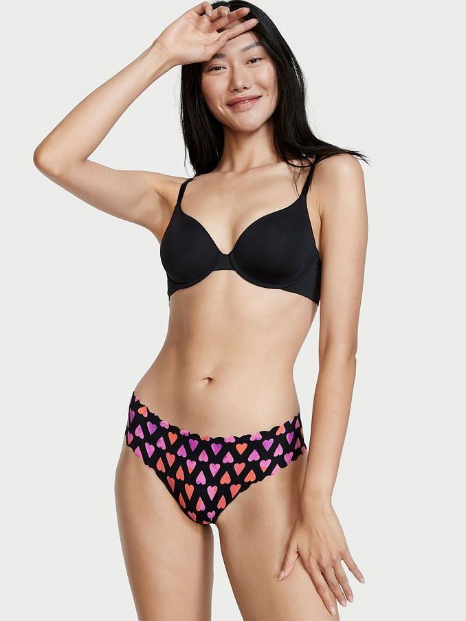 Black Watercolor Heart Noshow Thong Knickers (P55411) | €4