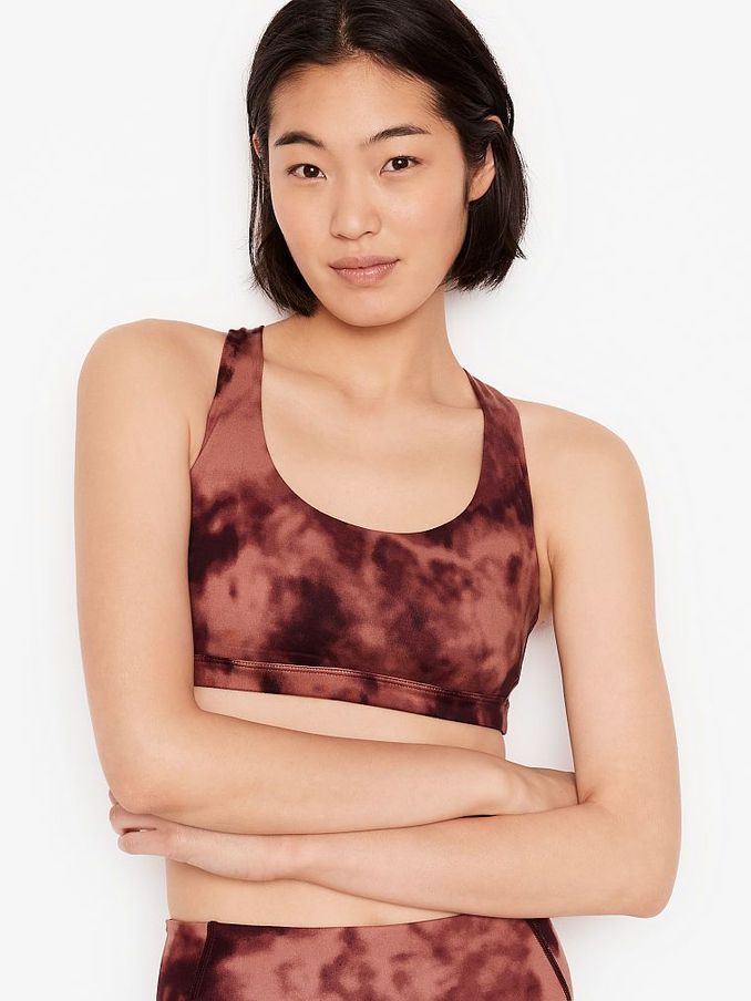 Tie Dye Vintage Rose Pink Smooth Strappy Back Non Wired Minimum Impact Sports Bra (P55518) | €11