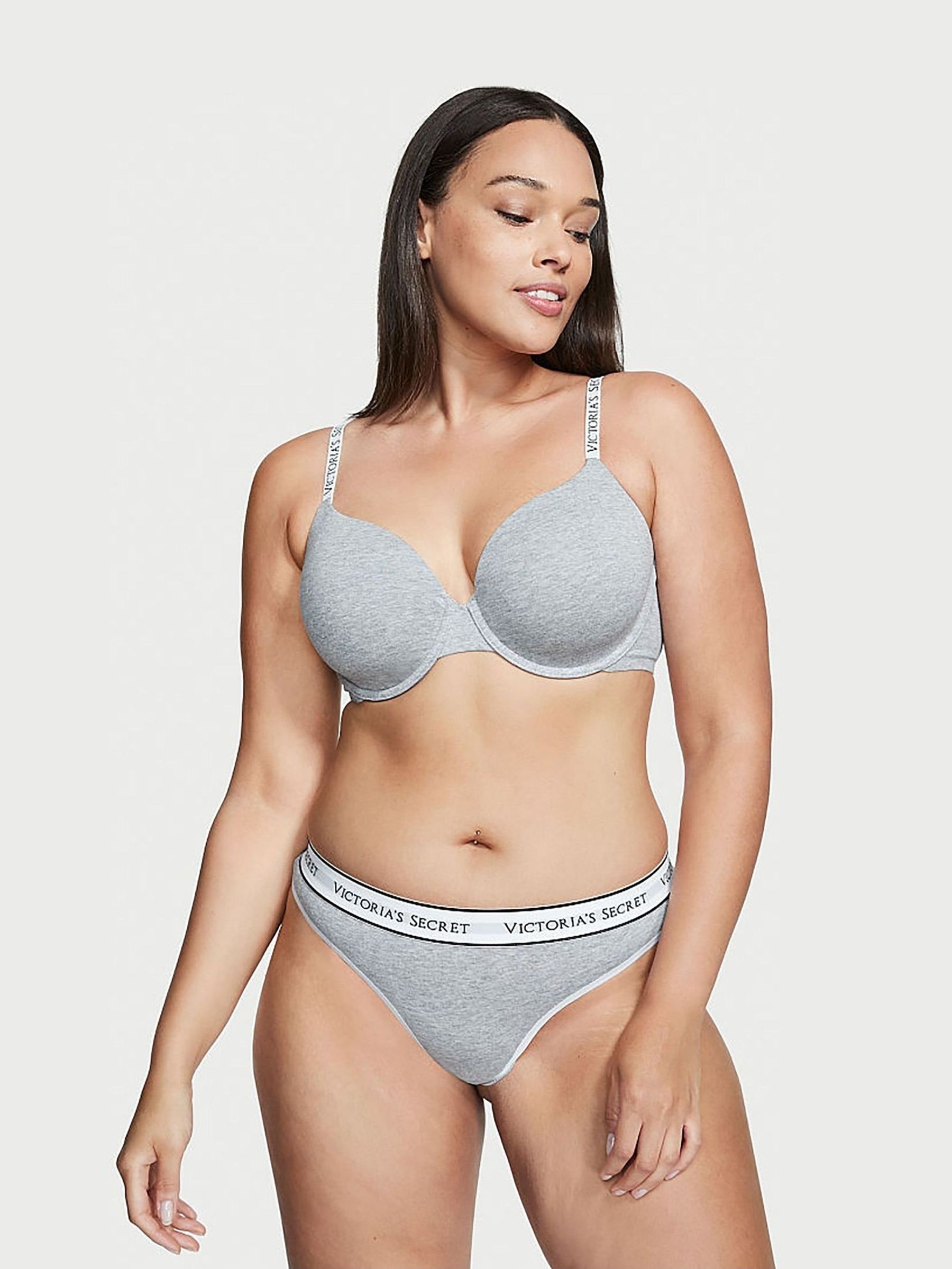 Grey Thong Logo Knickers (P56704) | €10.50