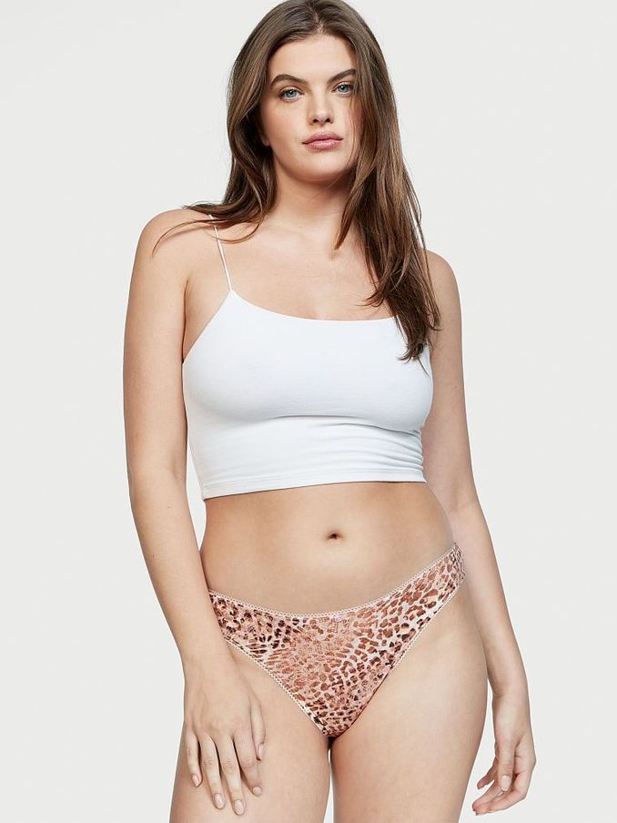 Toasted Almond Leopard Brown Cotton Thong Knickers (P57207) | €4