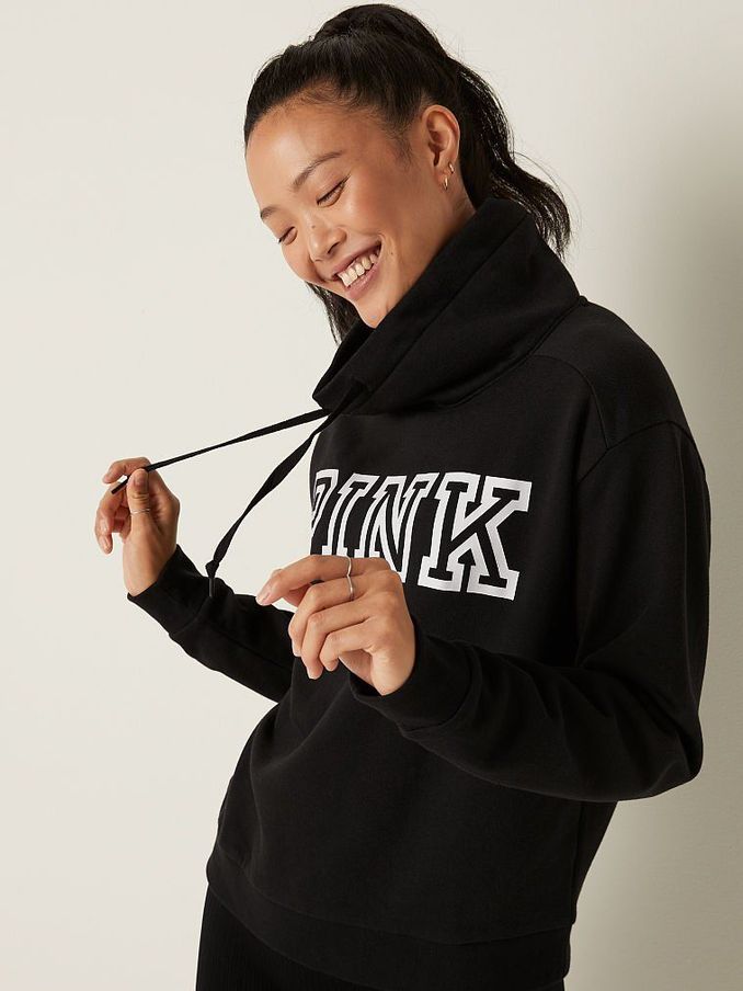 Pure Black Classic Logo Everyday Lounge Cowl Neck Pullover (P57785) | €24