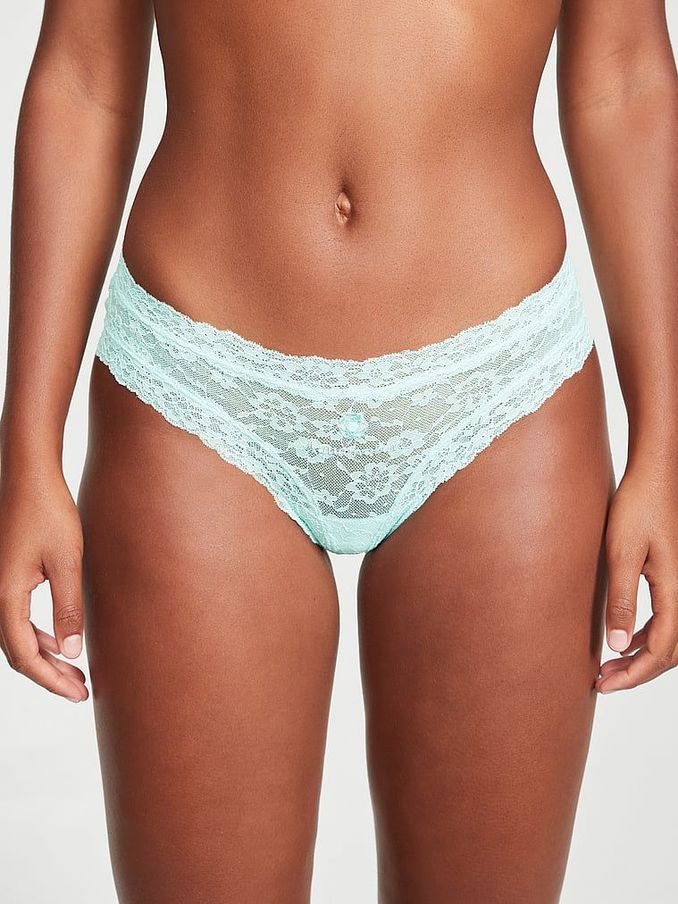 Blue Crystalline Birthstone Embroidery Cheeky Lace Knickers (P57948) | €8