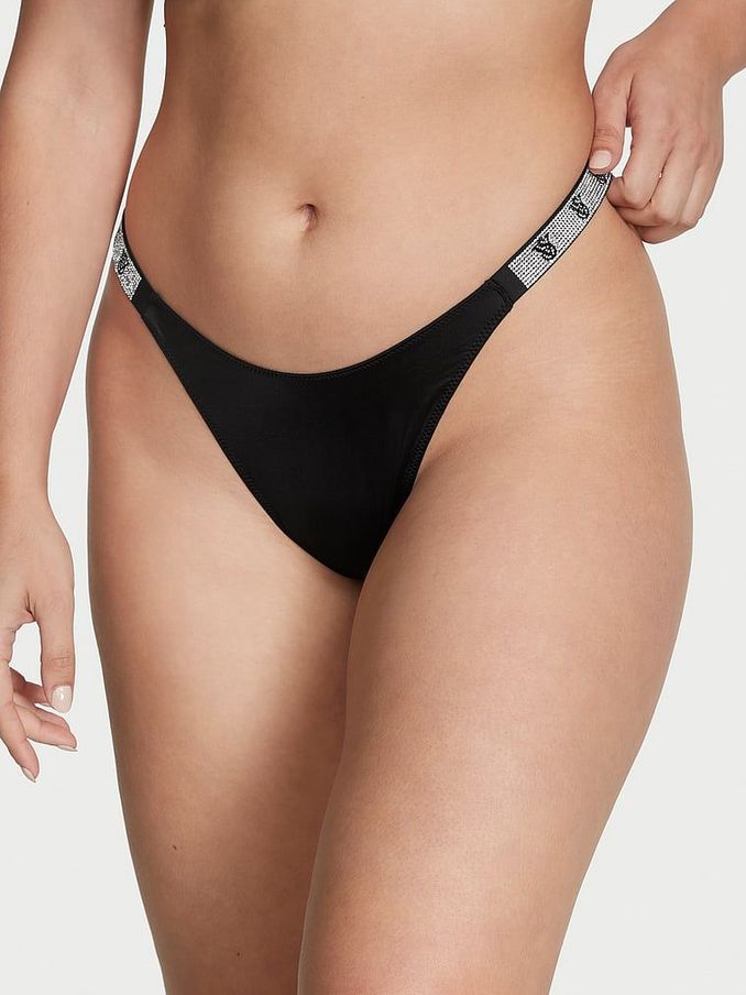 Black Smooth Monogram Thong Shine Strap Knickers (P57954) | €22.50