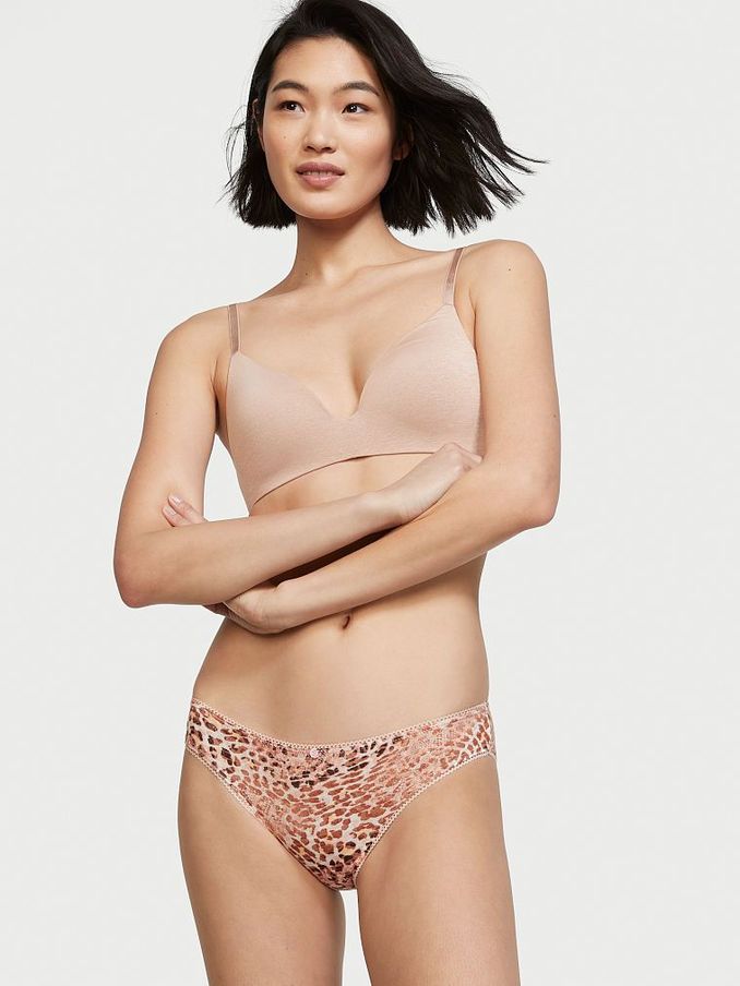 Toasted Almond Leopard White Cotton Bikini Knickers (P58147) | €3