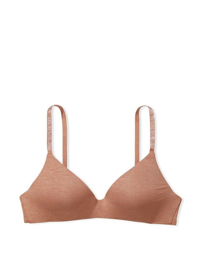 Brilliant Blush Orange Smooth Logo Strap Lightly Lined Non Wired T-Shirt Bra (P58156) | €11