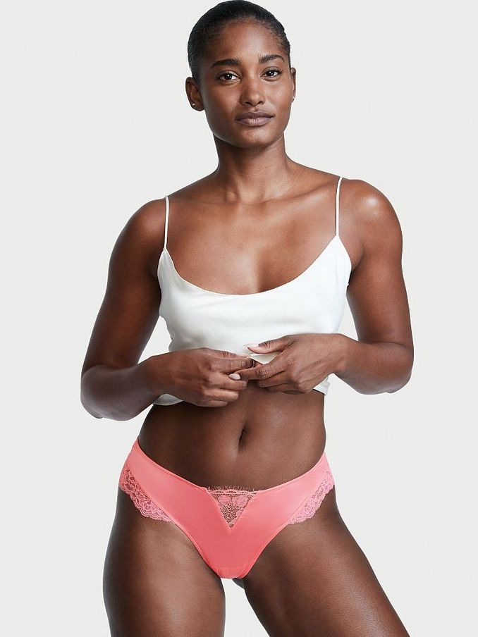 Pink Cocktail Lace Inset Thong Knickers (P58196) | €5