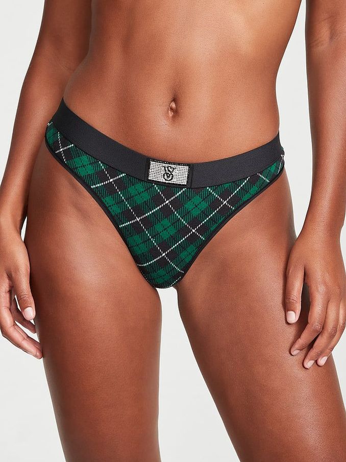 Spruce Green Holiday Tartan Thong Knickers (P61223) | €4