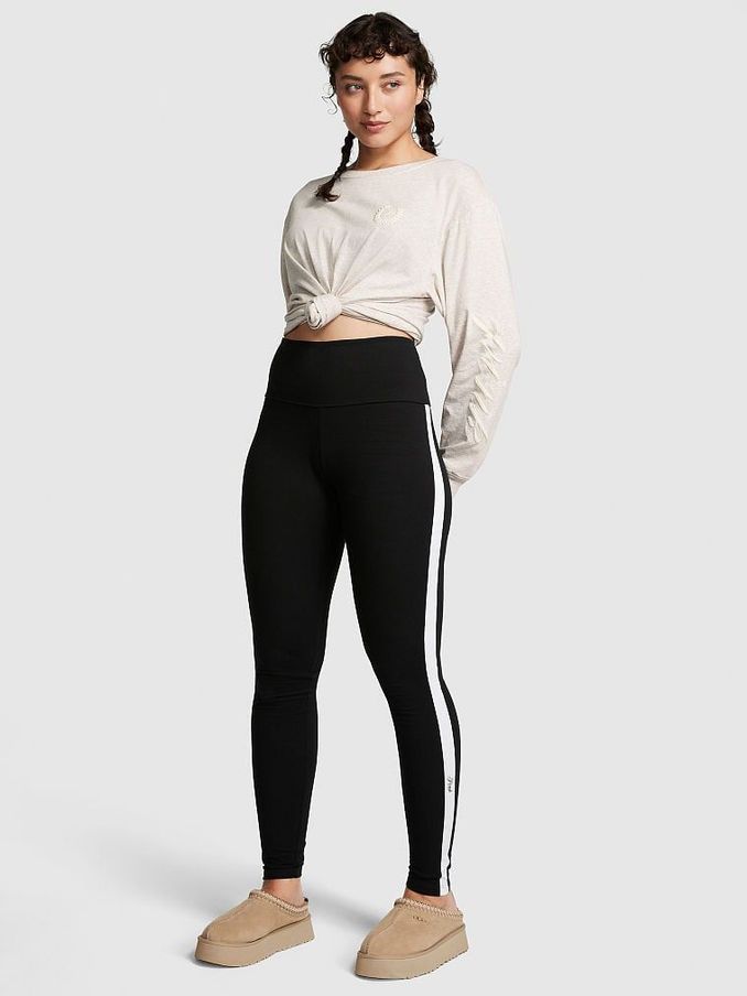 Pure Black Cotton Side Stripe Legging (P61242) | €17