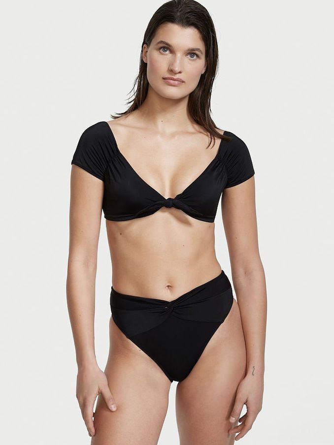 Black Twist Off Shoulder Swim Top (P61325) | €11
