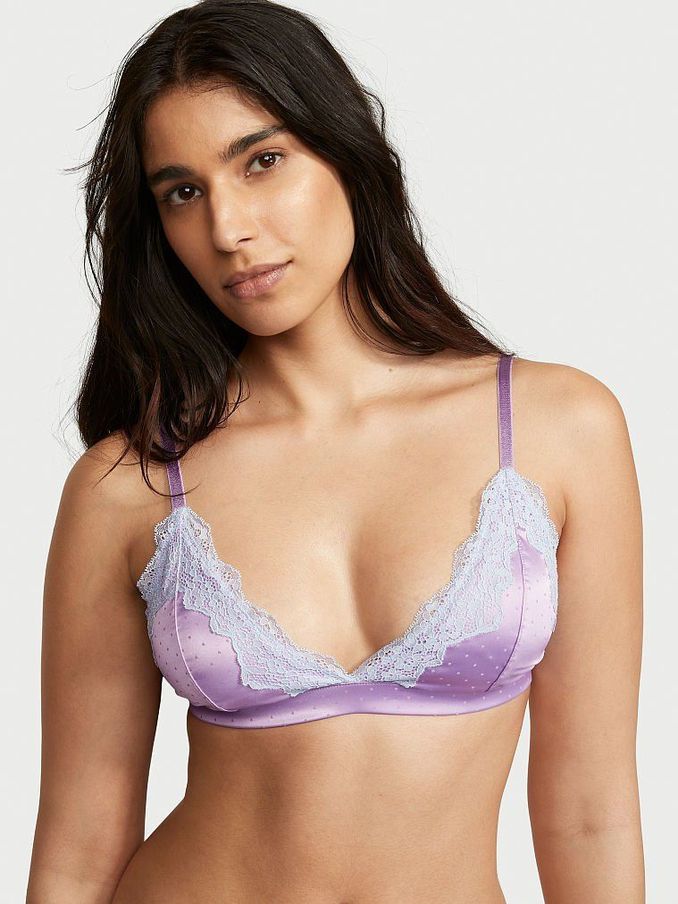 Unicorn Purple Satin  Lace Triangle Bralette (P62721) | €15