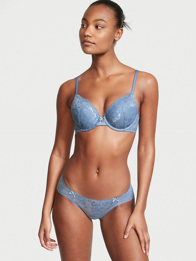 Faded Denim Blue Lace Full Cup Push Up Bra (P64826) | €22