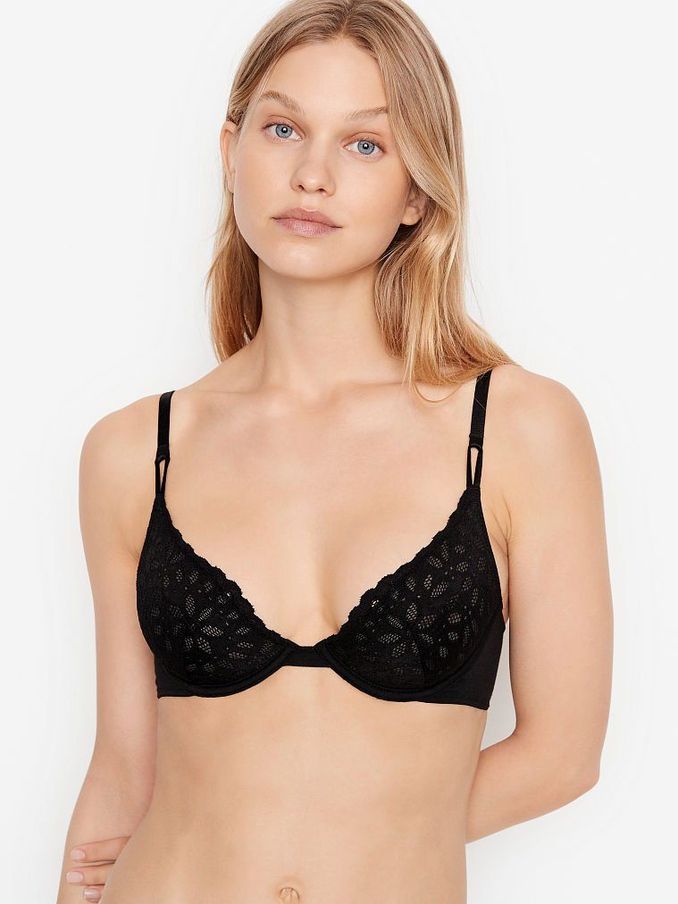Black Sexy Tee Cotton Eyelet Unlined Demi Bra (P67548) | €11
