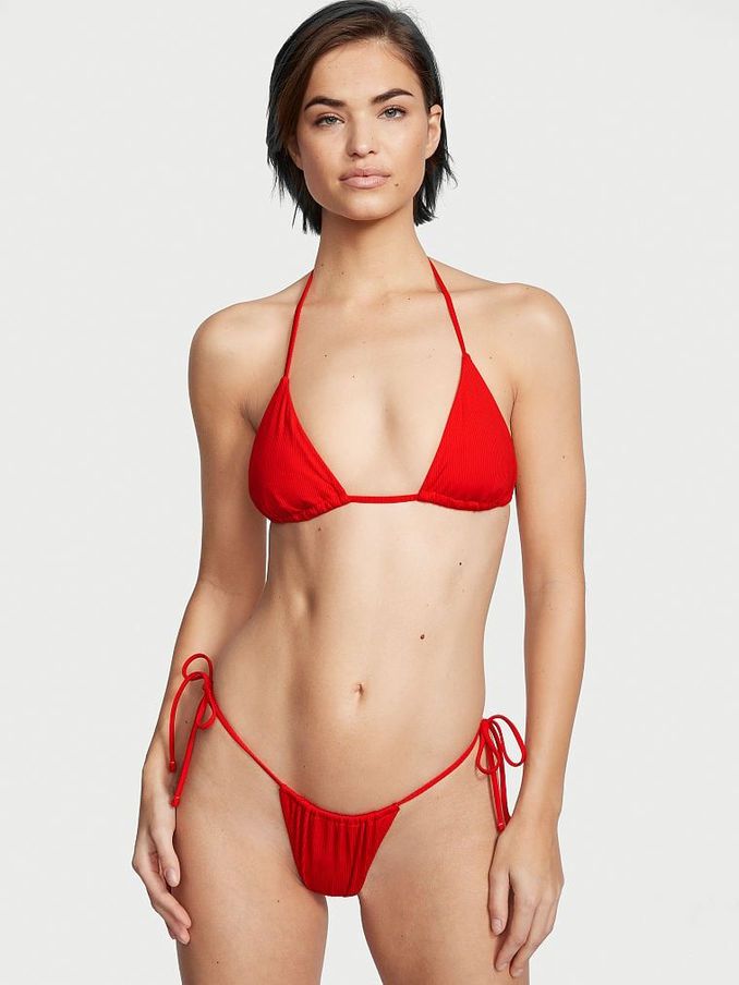 Flame Rib Red Tie Side High Leg Bikini Bottom (P69327) | €13