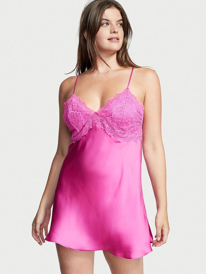 Summer Pink Lace Plunge OpenBack Slip (P69620) | €39
