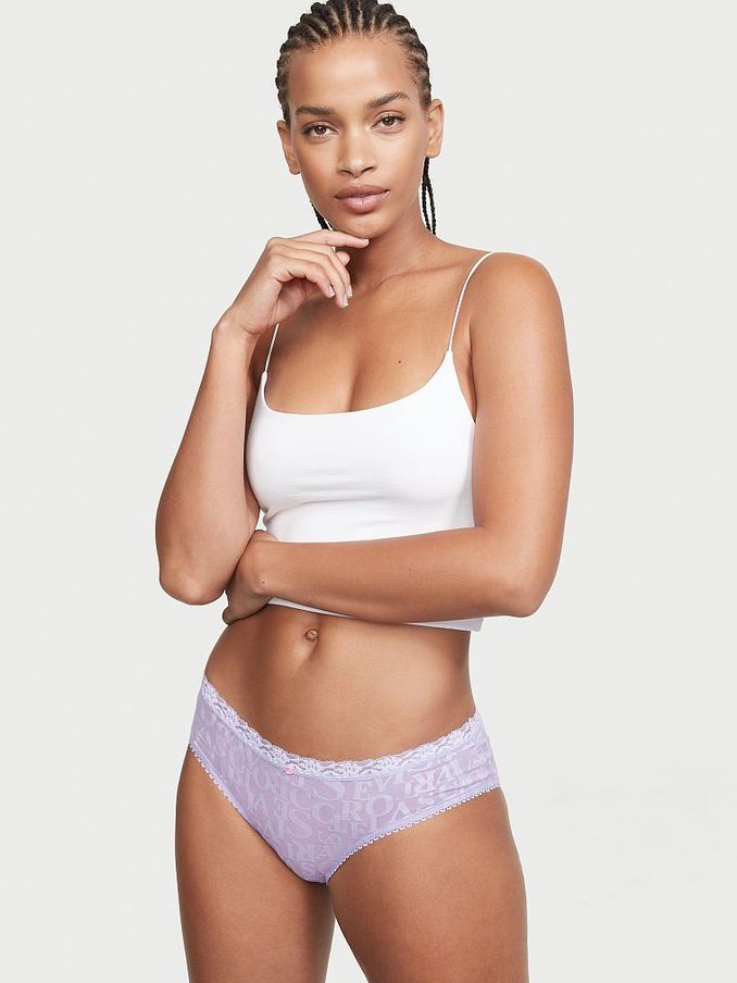 Icy Lavender Alphabet Soup Logo Burnout Hiphugger Panty (P73099) | €3