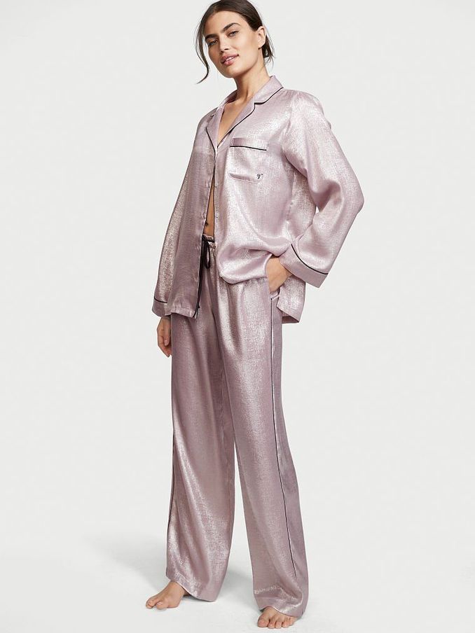 Pink Shine Satin Long Pyjamas (P73367) | €34
