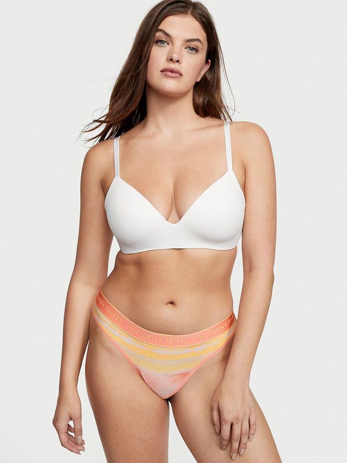 Tie Dye Vanilla Dream White Cotton Logo Thong Panty (P74589) | €4