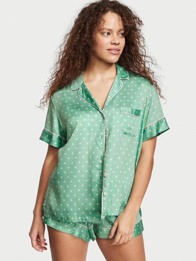 Green Polka Dot Collared Short Pyjamas (P74787) | €34