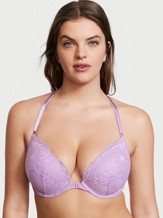 Unicorn Purple Lace Front Fastening Push Up T-Shirt Bra (P74801) | €13