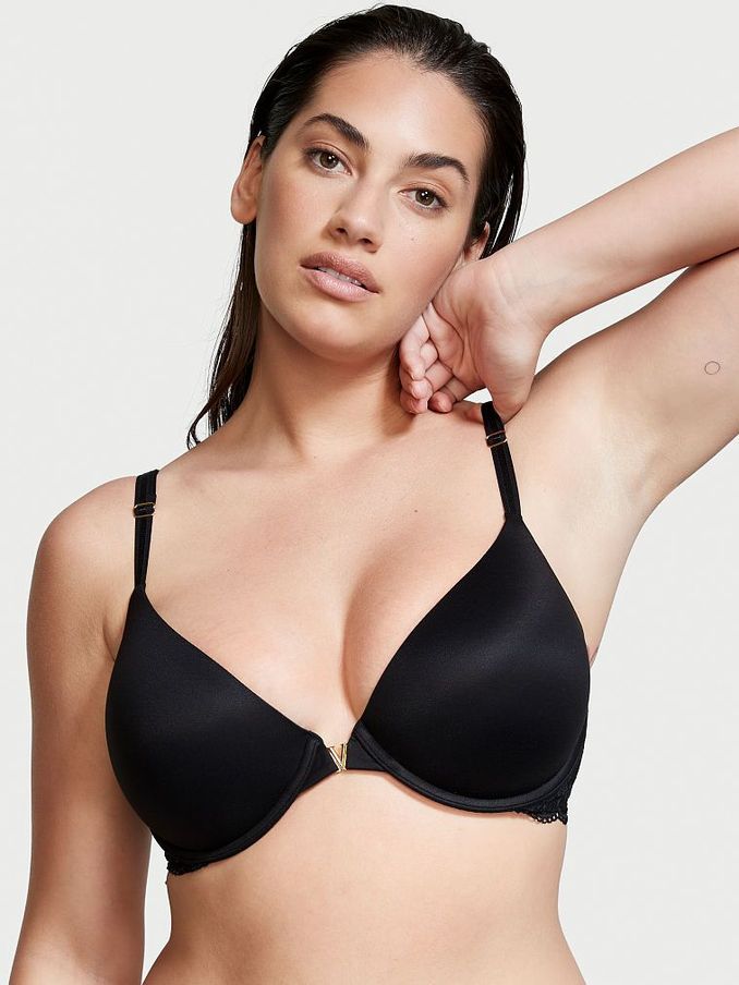 Black Front Fastening Lightly Lined Demi Bra (P74807) | €27
