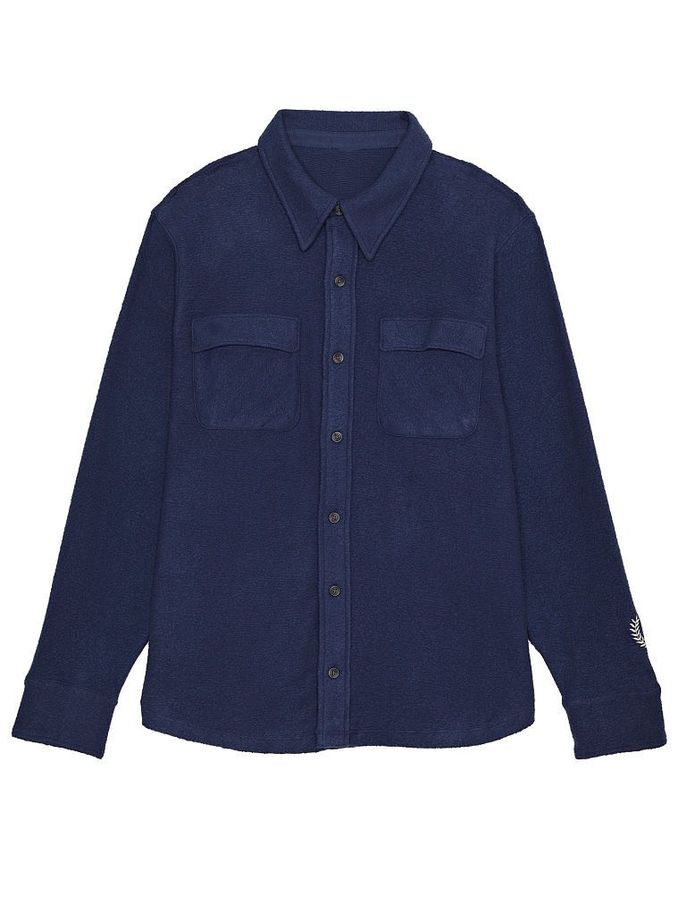 Midnight Navy Blue Reverse Fleece Shacket (P75110) | €31