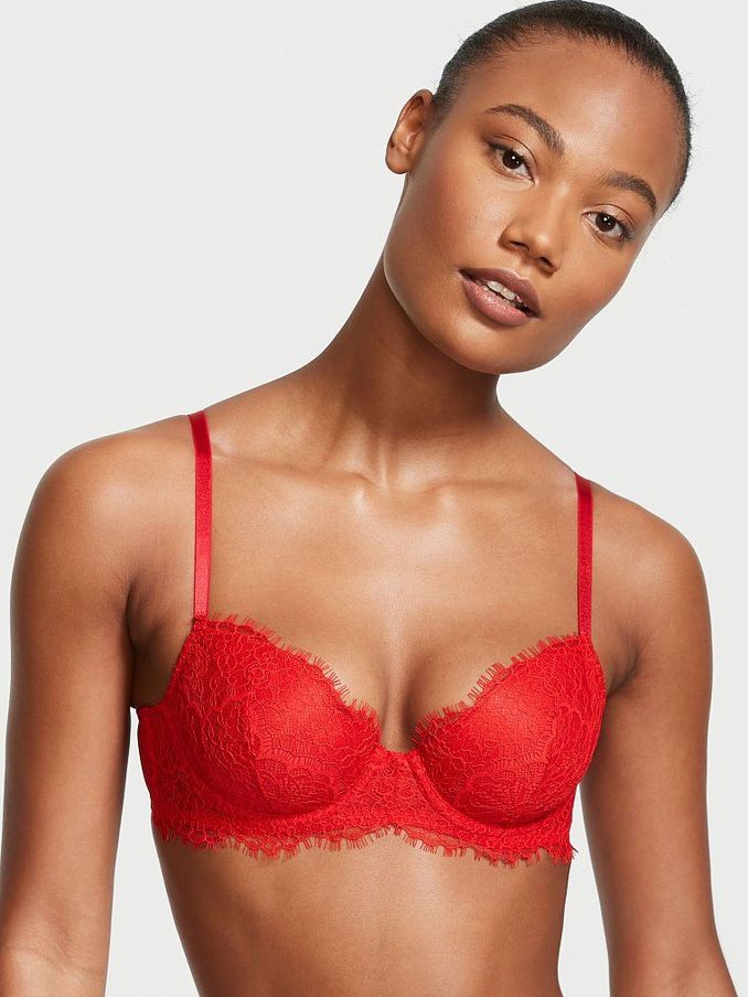 Lipstick Red Lace Lightly Lined Demi Bra (P75557) | €22