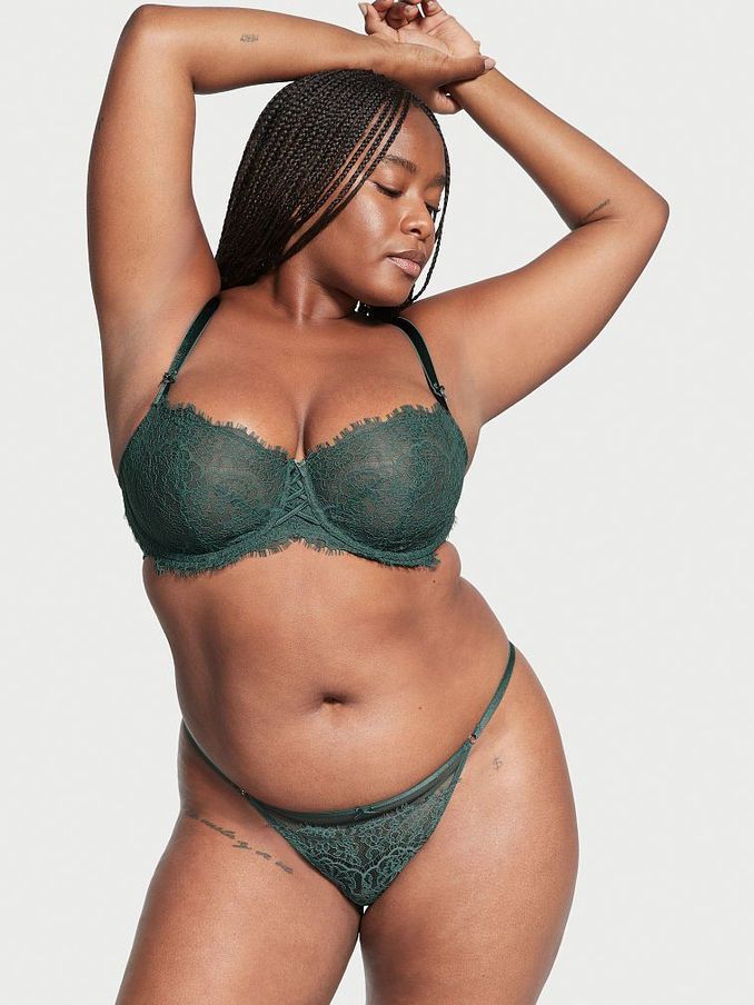 Midnight Jade Blue Lace Unlined Balcony Bra (P75596) | €17