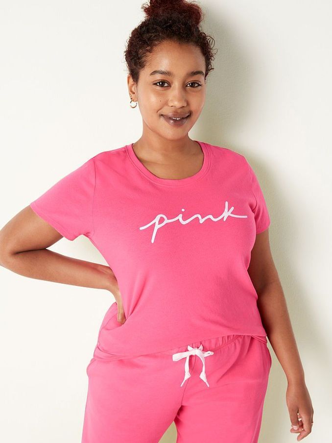 Capri Pink Script Logo Everyday Tee (P75637) | €11
