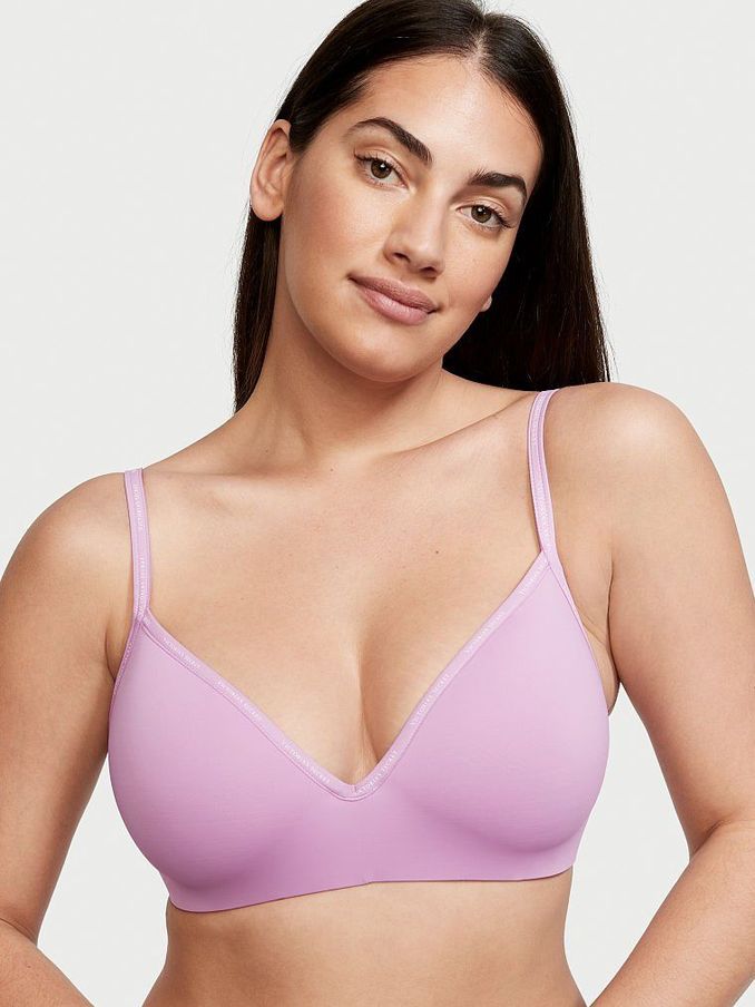 Light Lilac Purple Smooth Logo Strap Lightly Lined Non Wired T-Shirt Bra (P75823) | €11
