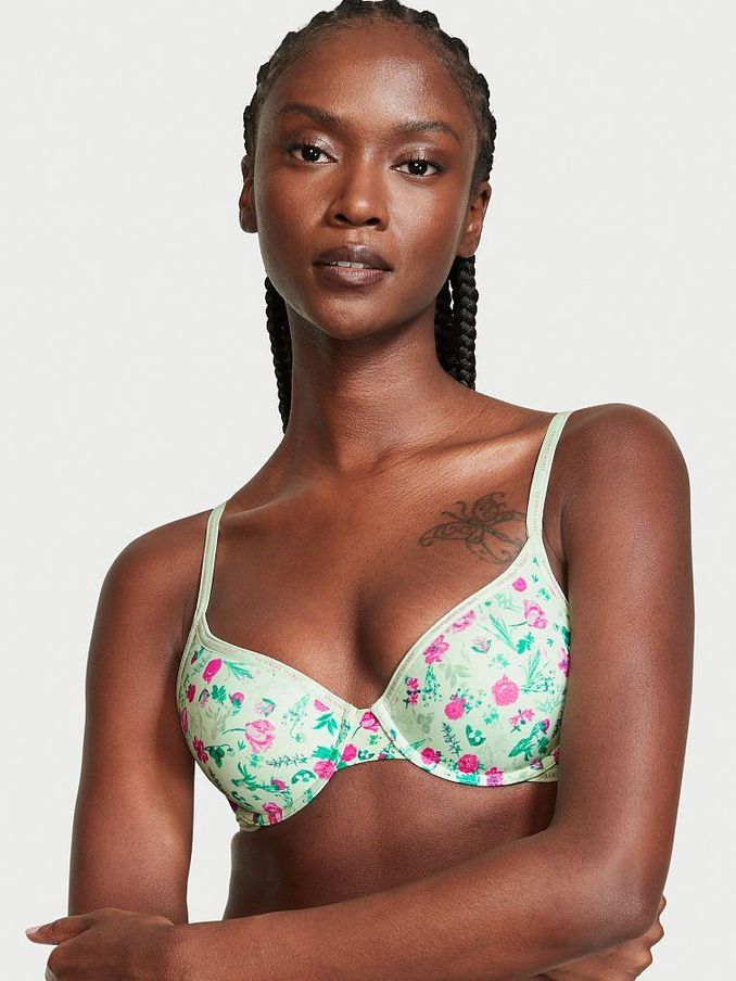 Minty Floral Smooth Logo Strap Lightly Lined T-Shirt Bra (P75824) | €11