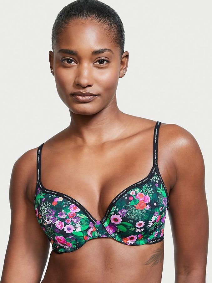 Black Roses In The Garden Push Up Perfect Shape Mini Logo Foldover Bra (P75826) | €11