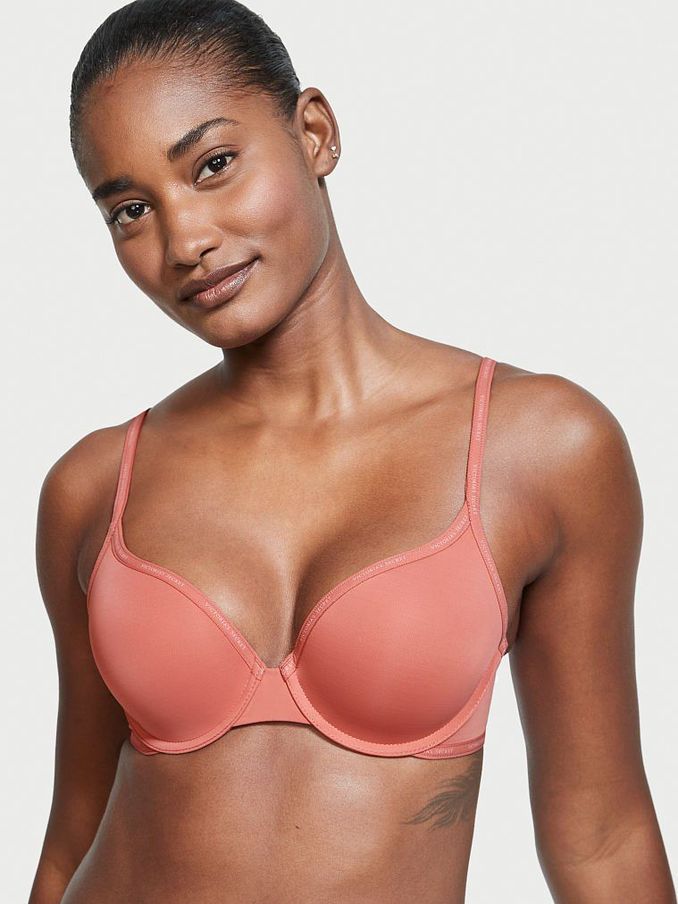 Canyon Rose Pink Logo Strap Full Cup Push Up T-Shirt Bra (P75828) | €18