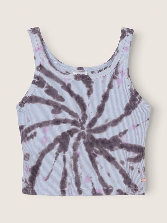 Chalk Violet X Dark Charcoal Tie Dye Shrunken Rib Shelf Tank (P76091) | €9