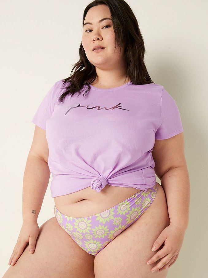 Purple Petal Sunflower Print Period Thong Knickers (P76098) | €5