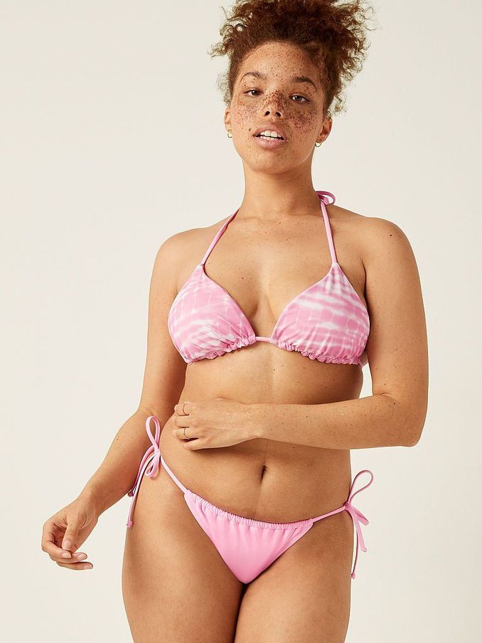 Pink Daisy Ruched String Bikini Swim Bottom (P77059) | €4