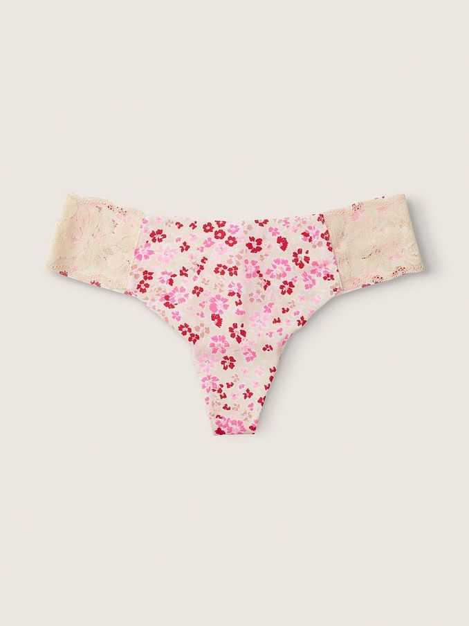 Light Ivory Ditsy Floral NoShow Lace Trim Knickers (P77459) | €4