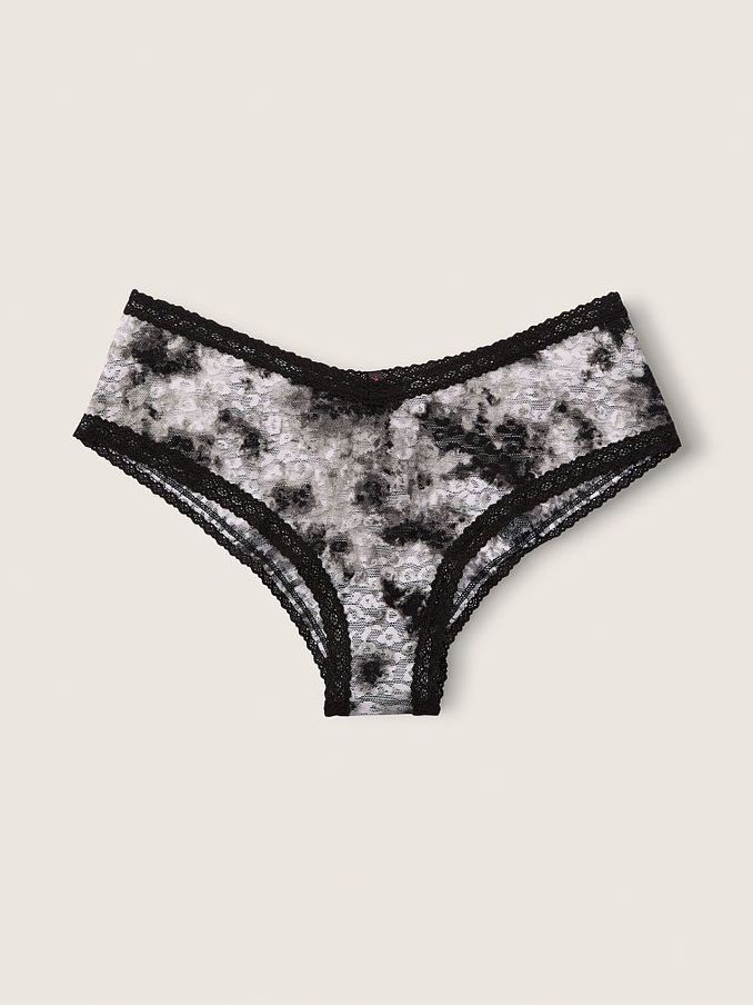 Tie Dye Cement Grey and White Lace Logo Cheeky Knickers (P77465) | €3