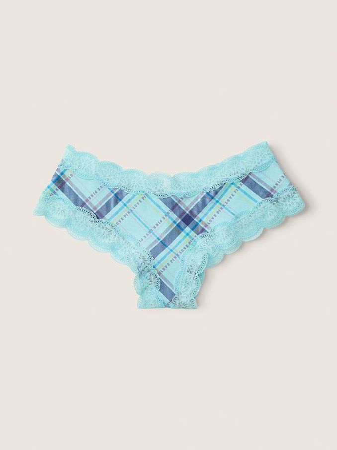 Blue Breeze Plaid Lace Trim Cheeky Knickers (P77470) | €4