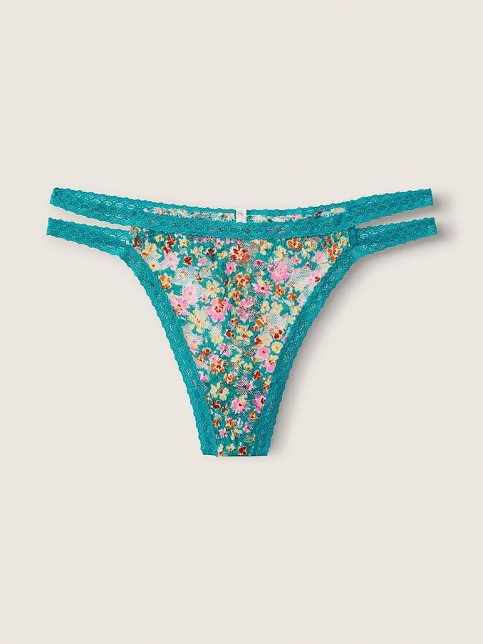 Green Strappy Lace Thong Knickers (P77472) | €4