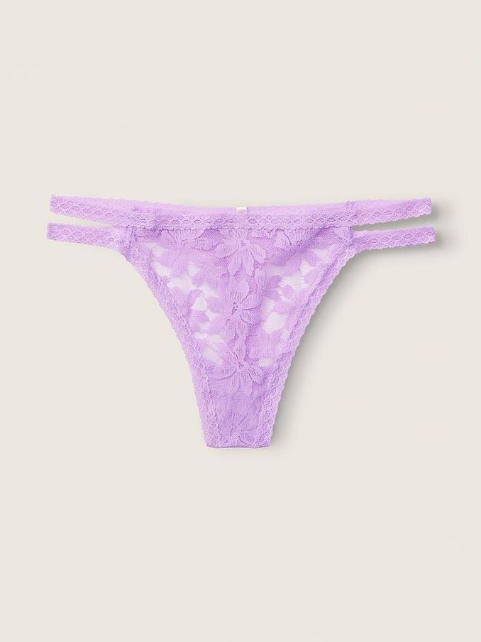 Petal Purple Strappy Lace Thong Knickers (P77476) | €3