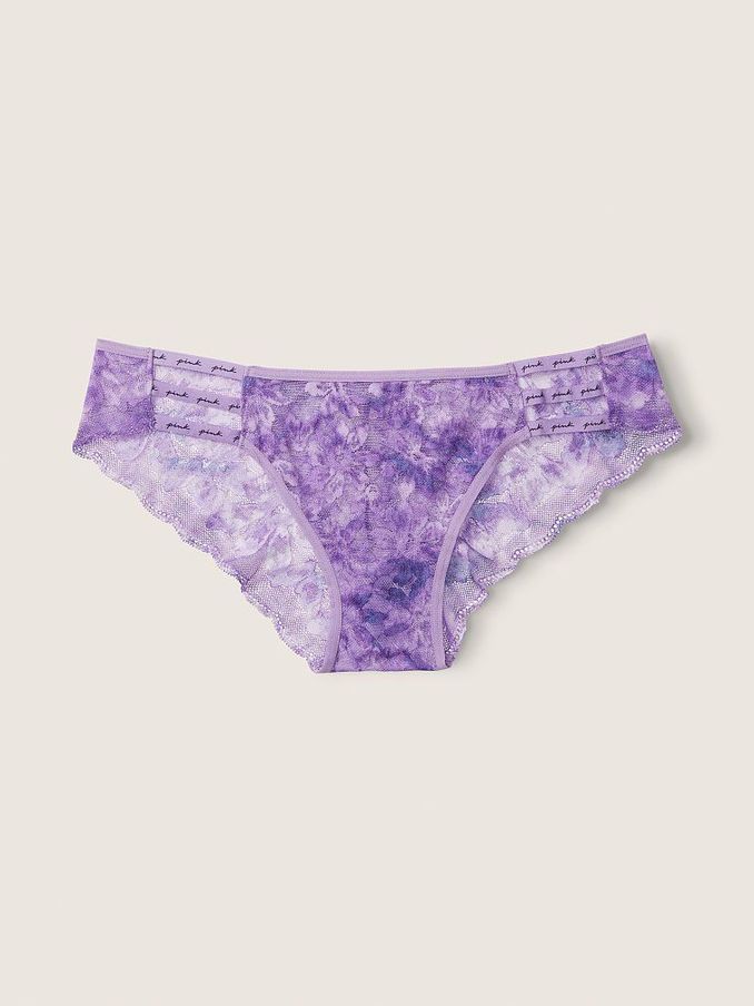 Tie Dye Chalk Violet Purple Strappy Lace Logo Cheeky Knicker (P77478) | €4