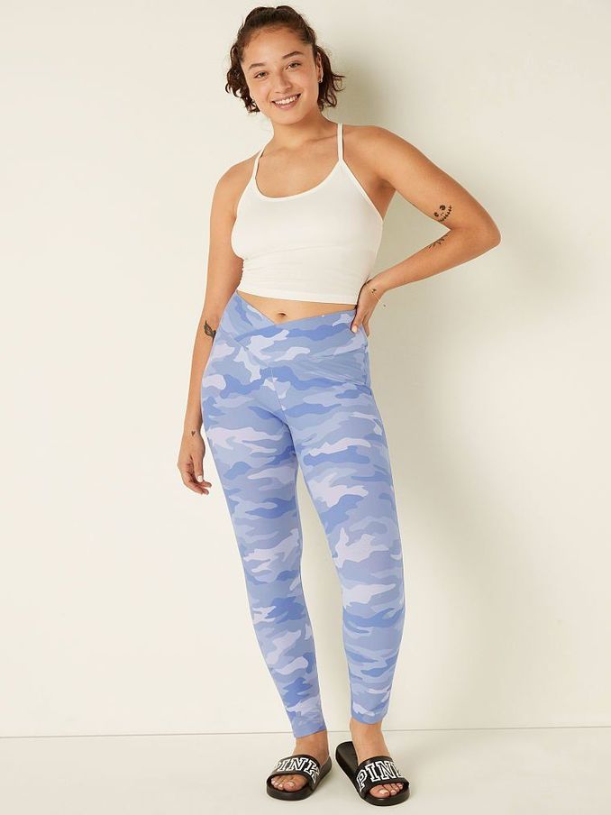 Soft Iris Camo Cotton High Waist Full Length V Crossover Legging (P77517) | €11