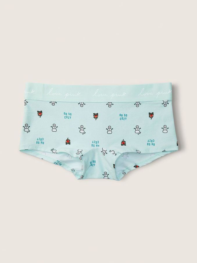 Glass Blue Christmas Print Cotton Logo Short Knicker (P77556) | €3