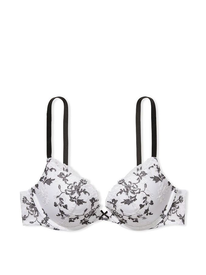 Black  White Embroidered PushUp Bra (P78942) | €11