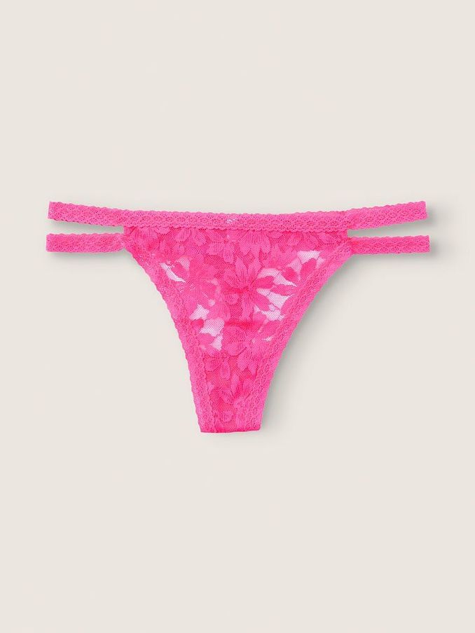 Capri Pink Strappy Lace Thong Knickers (P80259) | €3